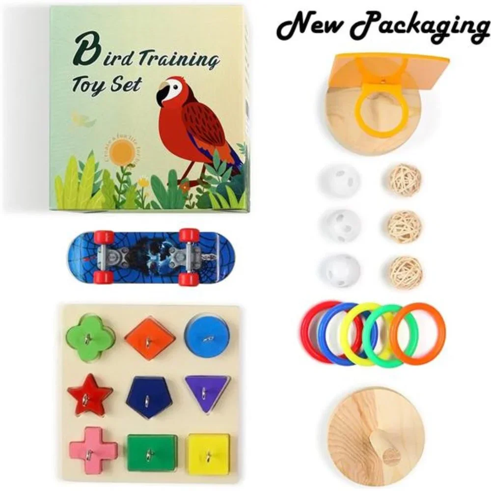 Bird Toys For Parakeets,5pcs Parrot Toys Set Include Bird Basketball Toy, Block